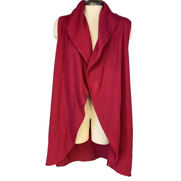 🍷 Bryn Walker Bamboo Drape Vest S Deep Pink Sleeveless Layering Piece - Picture 1 of 14